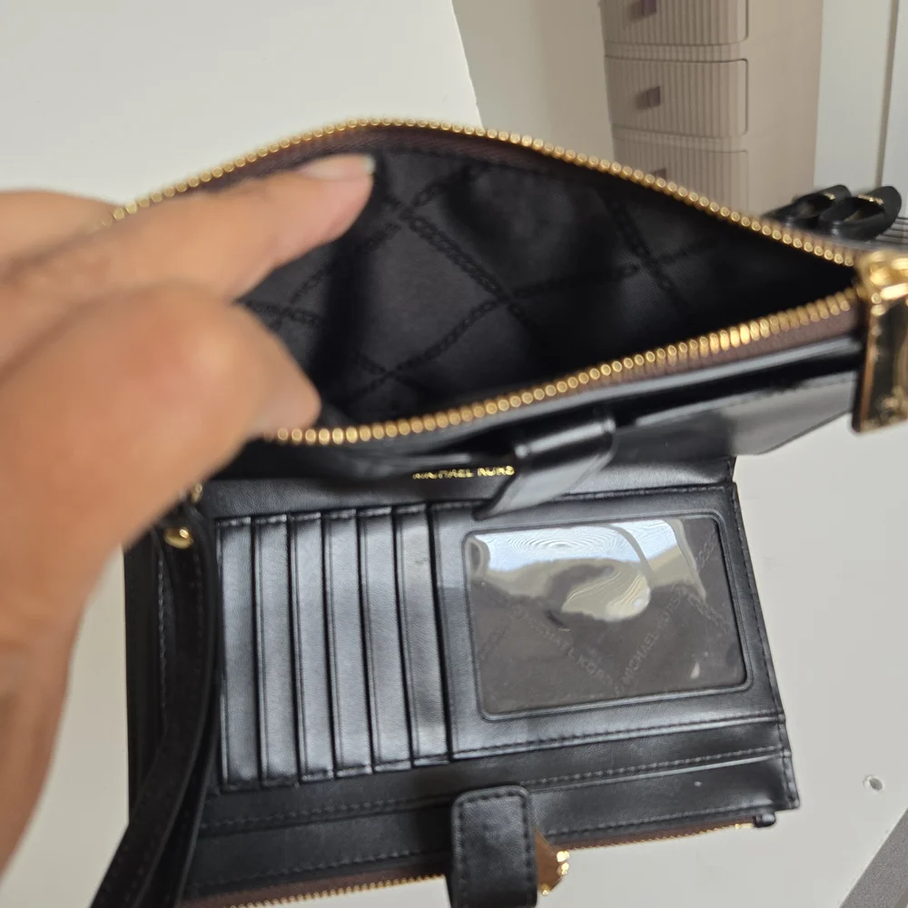 Michael Kors Black and Brown Faux Tiger Fur Stripe Clutch/Wallet Gold Hardware. - Picture 8 of 10